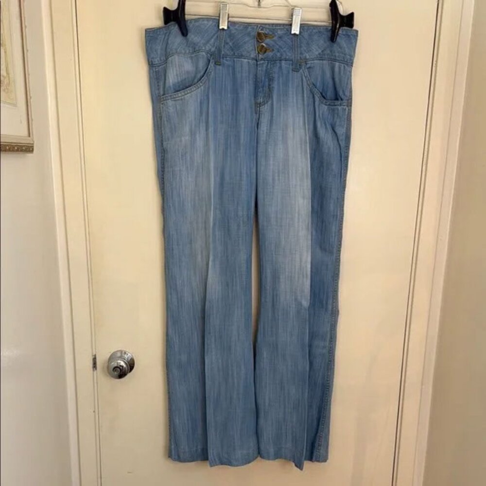 Anthropologie | Elevenses Chambray wide Leg Jeans pants
